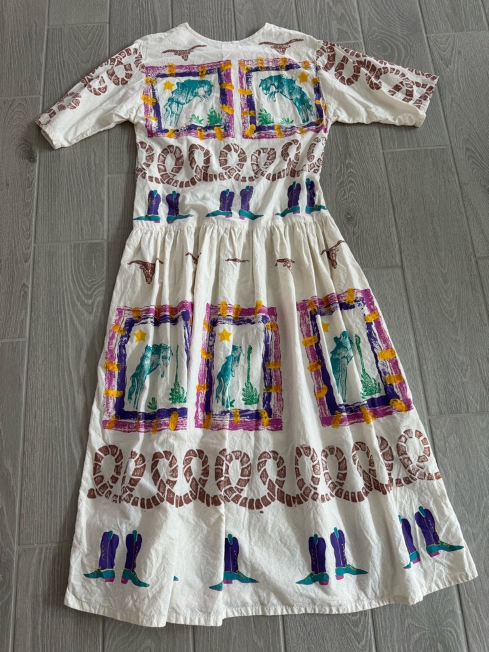 PORTABLE ART by ROBIN BROWN Handpainted OOAK Western Rodeo Country Dress VGUC - Picture 9 of 10